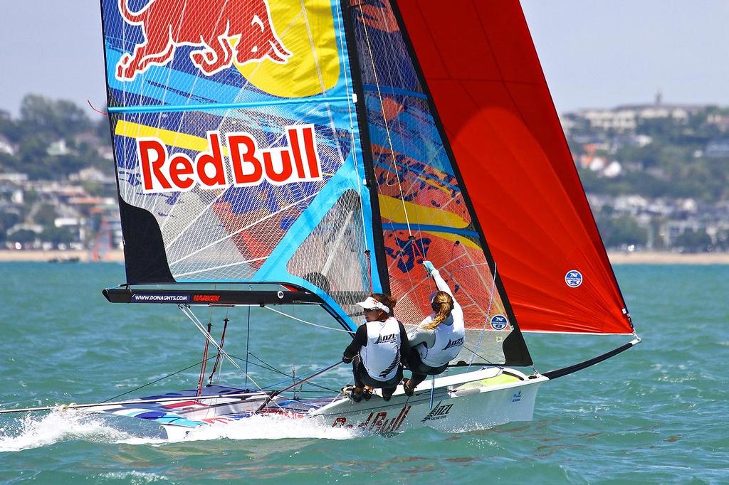 Oceanbridge Sail Auckland 2014 - February 3, 2014 - 49erFX - Meech and Maloney © Richard Gladwell www.photosport.co.nz